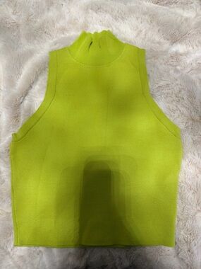 Zara Neon Green Sleeveless Mock Neck Tank